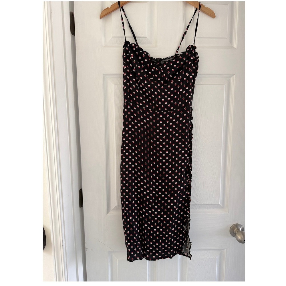 Reformation Black Polka‎ Dot Knee-Length Dress